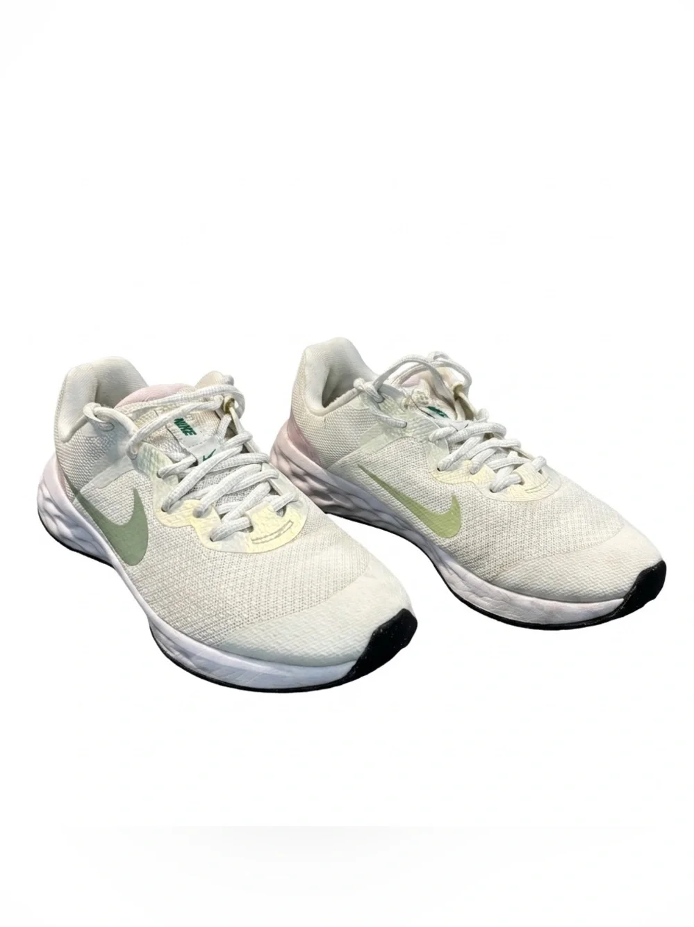Nike Revolution 6 NN Off White Green Pink Running Shoes DR9980-115 Size 3.5Y